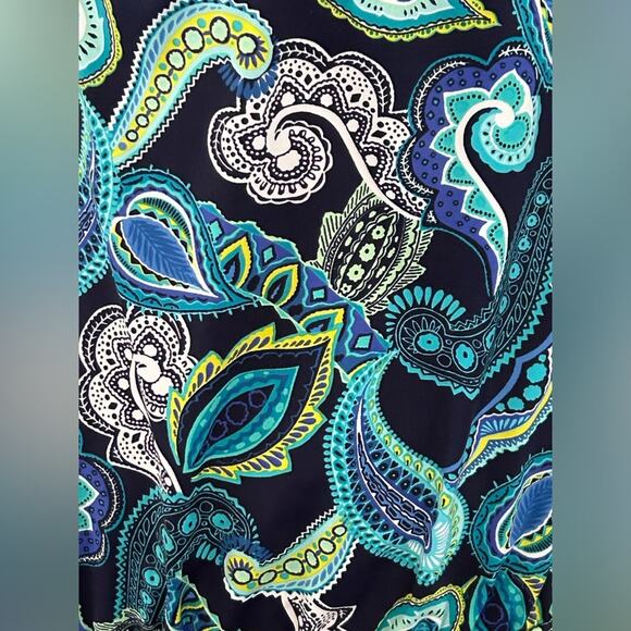 Lands end blue paisley tankini top size 10 molded cups shelf bra - Picture 2 of 8